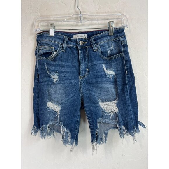 Cello Sz 3 Destructed Jean Shorts Medium Wash - Picture 1 of 8